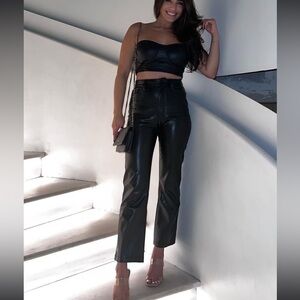 Abercrombie 90’s straight ultra high rise leather pants